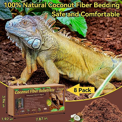 8 Pack Coconut Fiber Substrate, Natural Coco Coir Reptile Bedding | Reptile Substrate for Tortoises, Snakes, Hermit Crabs, Bearded Dragon and Turtles, Bioactive Terrarium Soil & Plant Substrate - color: 8 Pack