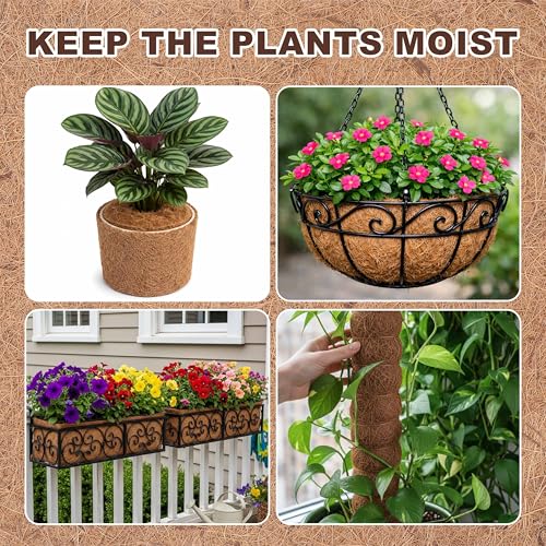 Sawysine 4 Rolls 12 x 14 Inch Coir Liner Roll Coconut Fiber Mat Natural Coconut Coir Liner Sheets Plant Potting Mat for Garden Planters Flower Window Box Basket Animal Pet Pad Reptile Carpet - size: 12 x 14 inch