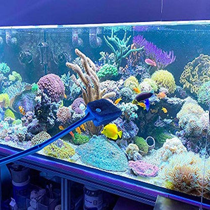 3 PCS Double-Sided AOODOOM Aquarium Fish Tank Algae Cleaning Brush with Non-Slip Handle, Sponge Scrubber Cleaner for Glass Aquariums and Home Kitchen