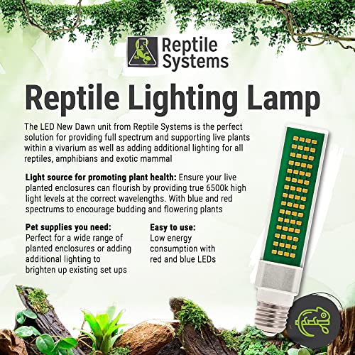 Reptile Systems New Dawn LED Compact – Balanced 6500K 9w Light for Enclosure Illumination – Compact Fixture for Terrariums & Vivariums – Enhances Clarity & Display - size: 9 Watts