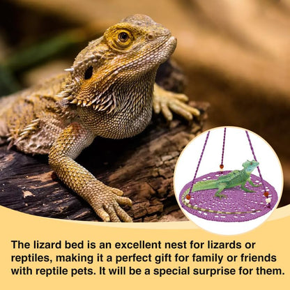 Reptile Hammock, Reptile Hammock Swing Hanging Bed for Bearded Dragon Lizard Snake Gecko Chameleon Parrot Hamster Small Pets （9.8"*17.7" Purple） - color: Purple