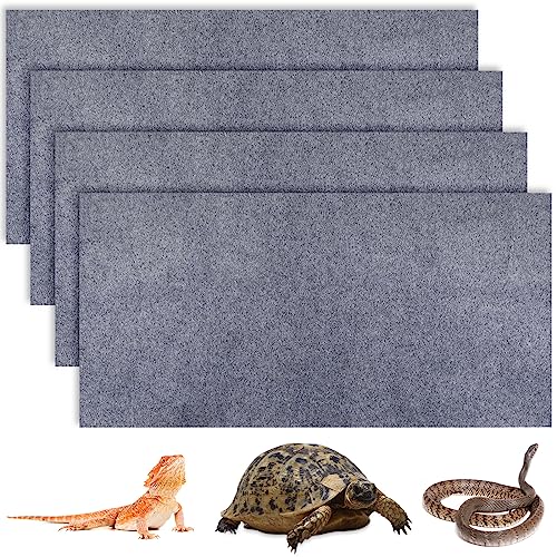 Haull 4 Pcs 24" x 47" Reptile Carpet Pet Terrarium Floor Liners Bedding Substrate Liner Supplies Reptile Cage Mat Tank Accessories for Lizard Bearded Dragon Tortoise Snake Leopard (Grey) - color: Gray