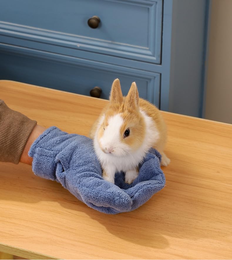 1 pc Hamster Glove Anti Bite Guinea Pig Handling Glove Bite Proof Rabbit Holding Glove Biting Protection Bath Wipe for Hedgehog Sugar Glider Gerbils Mice Rats Small Animals Parakeet (Blue) - color: blue