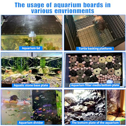 10pcs Plastic Egg Crate Grip Bottom Fish Tank Isolation Board Egg Crate Tray Panel Fish Tank Divider 60pcs Aquarium Board Support Kits - size: 8pcs 11.8X5.9 Inch and 60pcs support feet