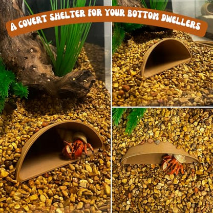 REEFSHAPE Aquarium or Terrarium Pocket Cave | Minimalist Shelter Cave for Fish, Shrimp, Reptiles, Amphibians, & More! | Made in USA (Pocket Cave, Tan) - style: Pocket Cave, Tan