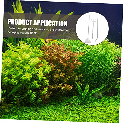 YARNOW 1set Stainless Steel Aquarium Scissors Set Multi-Functional Tools for Trimming Aquatic Plants Includes Straight Curved Scissors Shovel for Water Plants
