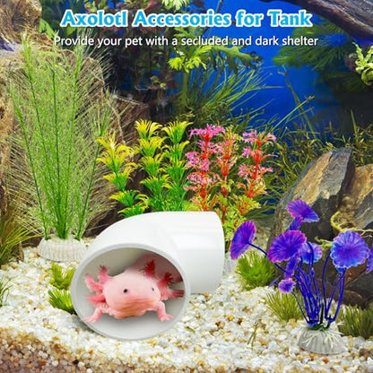 Hamiledyi Axolotl Hideout Tube Set Resting Tunnel for Aquarium Axolotl Cave Hideout Fish Tank Accessories Habitat Shelter for Turtle Betta Fish Lizard and Other Small Reptiles and Amphibians