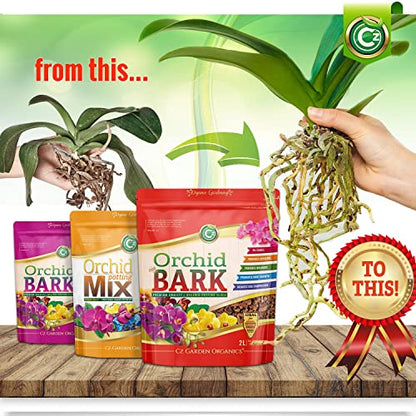 Orchid Potting Bark - Made in USA Premium Garden Soil Amendment Mix for Proper Root Development of Phalaenopsis, Cattleyas, Indoor/Outdoor Plants, Reptile Terrarium Bedding & More! (Mini Fir Bark)