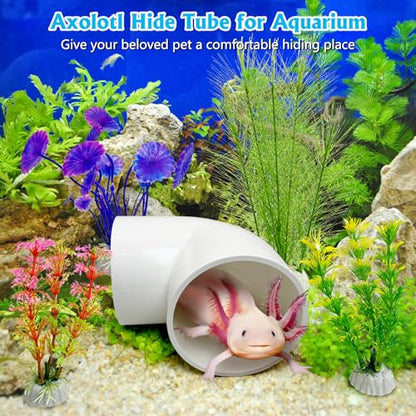 Hamiledyi Axolotl Hideout Tube Set Resting Tunnel for Aquarium Axolotl Cave Hideout Fish Tank Accessories Habitat Shelter for Turtle Betta Fish Lizard and Other Small Reptiles and Amphibians