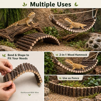RUNANIA Bearded Dragon Tank Accessories, 10 PCS Reptile Hammock Plants Bridge Jungle Climber Vines for Snakes Bearded Dragon Chameleon Gecko Lizard - size: Medium