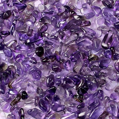 JOHOUSE 1 LB Amethyst Chips, Quartz Crystals, Polished Stone Vase Filler | Irregular Shaped Succulent Rocks for Plants Indoor, Betta Fish Tank Gravel, Table Scatter and DIY Crafts - color: Purple