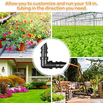 Gardrip Drip Irrigation Elbow Fittings：50 Pieces Barbed Elbow Irrigation Parts with Sharp End Fits for 1/4 Inch Irrigation Tubing Drip Line Elbow Connectors for Garden Lawn Irrigation System - color: Elbow-50P