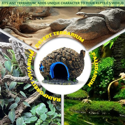 Bearded Dragon Reptile Hide Leopard Gecko Caves Pine Cone Lizard Hideout Tank Accessories Snake Décor Amphibian Habitat Tortoise Decoration - style: PINE CONE