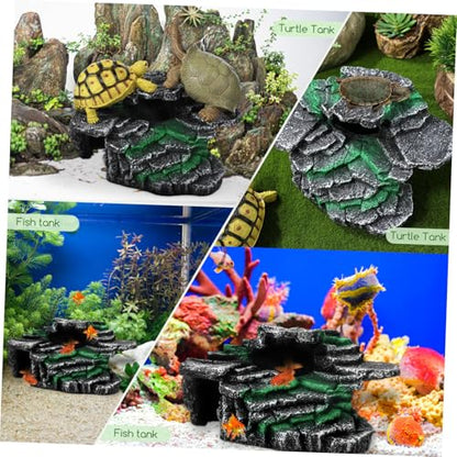 TOYANDONA Turtle Basking Platform Reptile Habitat Decor Strong Suction Cups for Aquatic Turtles and Bearded Dragons Floating Basking Rock