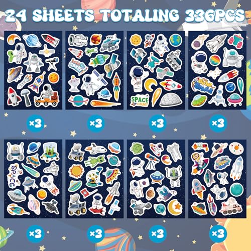336 Pcs Outer Space Stickers, Solar System, Planets, Astronauts, Galaxy, Spaceships, and Rockets Explore Space Sticker for Craft Supplies Classroom Rewards Space Party Decorations - style: Outer Space
