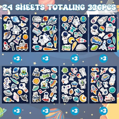 336 Pcs Outer Space Stickers, Solar System, Planets, Astronauts, Galaxy, Spaceships, and Rockets Explore Space Sticker for Craft Supplies Classroom Rewards Space Party Decorations - style: Outer Space