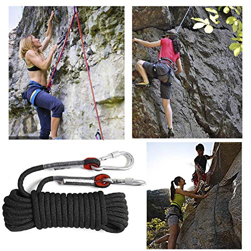 Static Climbing Ropes 35FT,50FT,100FT,150FT,200FT,250FT(Diam 10mm,16mm) - color: Black(diam 10mm), size: 65 FT