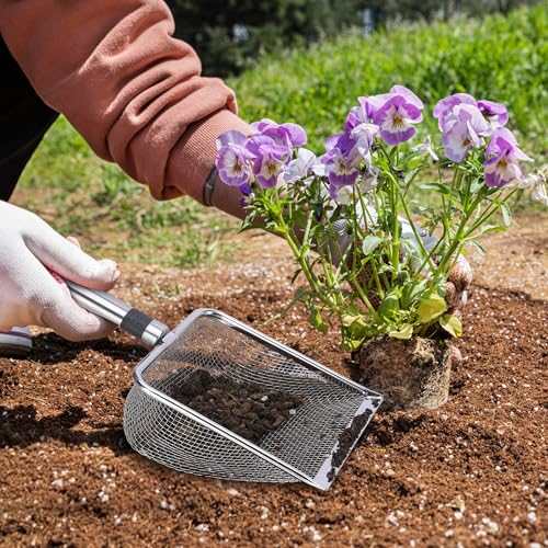 Adnee 2 Pcs Wider Gardening Soil Sifter-5.5" W Garden Sieve Sifter with Handle (3.8/5 mm Mesh)-Portable Gardening Sifter for Gradening Sand Soil Dirt Compost - color: 2 Set