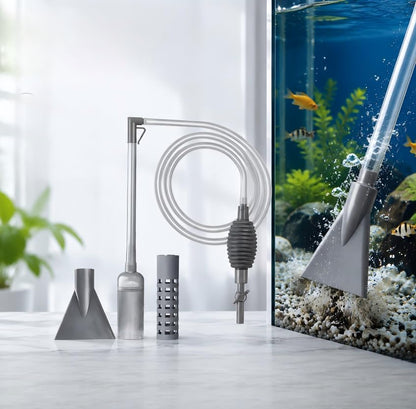 New Generation Aquarium Siphon Vacuum Cleaner Upgraded Version, Fish Tank Cleaner, Gravel & Sand Cleaning，5.6FT (Gray) - color: gray