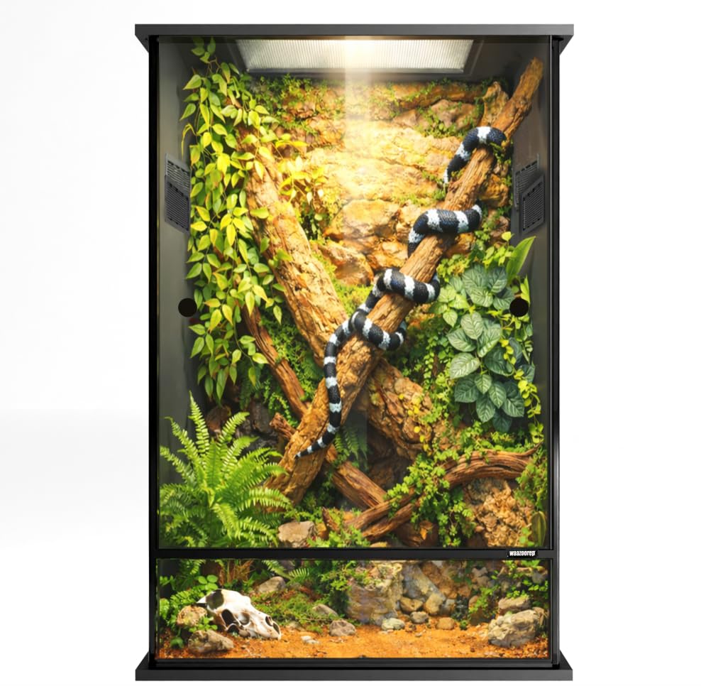 67 Gallon Tall PVC Reptile Enclosure,24"x18"x36" Reptile Tank Large Terrarium for Arboreal Reptile,Snake,Ball Python,Gecko,Frog,Lizard,Chameleon with Front Sliding Door,Screen Ventilation - size: 24x18x36 inch