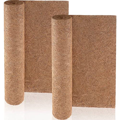 Fabbay 2 Pcs 24 x 120 Inch Coconut Coir Liner Roll Natural Coconut Plant Liner Sheets Coconut Fiber Mat for Planters Gardening Window Box Flower Basket Decor Animal Pet Pad Reptile Carpet