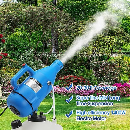 4.5L (1.2 Gallon) Electric ULV Portable Fogger Sprayer Machine Spraying Distance 30ft with 16.4ft Cord Atomizer Mist Cold Fogger for Home,Hotel,Church,School,Lawn and Garden