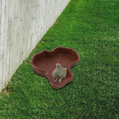 Large Tortoise Bathing Pool and Reptile Feeding Dish, Sturdy Turtle Habitat Water Bowl for Terrarium, Non-Drain Soaking Tub Suitable for Turtles and Amphibians
