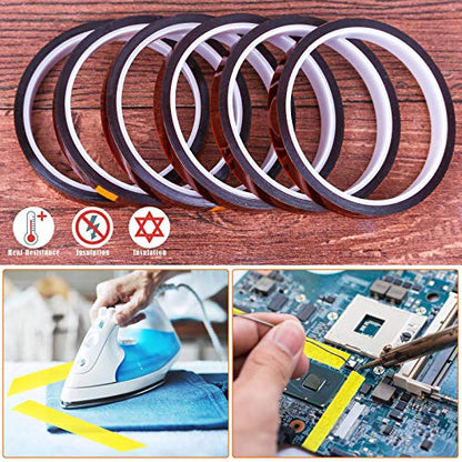 selizo Heat Tape for Heat Press, 6 Packs Heat Transfer Tape Heat Resistant High Temperature Tape for Sublimation on Coffee Mugs, HTV Craft on T-Shirt Fabrics - color: Brown