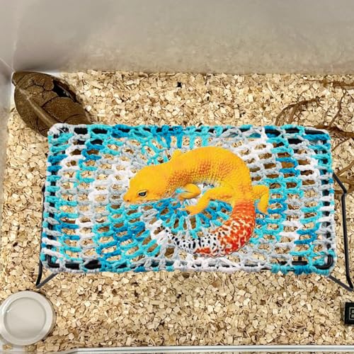 kathson Bearded Dragon Hammock Bed,Lizard Lounger for Rest Reptiles Pet Toy Reptile Hammock with Stand Climbing Accessories for Habitats Small Leopard Gecko Snake Chameleon