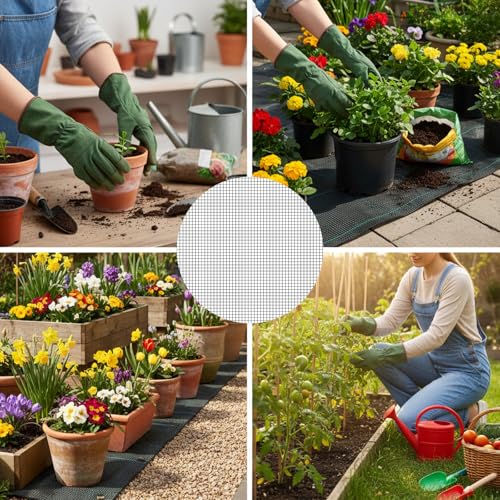 15 Pcs Drainage Mesh for Plant Pots, Mesh for Plants | 12 x 8 Inch Plastic Screen Meshs Pads, Prevents Soil Leakage (Black)