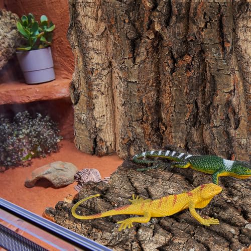DOITOOL 4 Pcs Cork Bark for Reptiles, 5.9”x5.9” Natural Wood Terrarium Background Decor, Lizard Tank Accessories Climbing Mat Setup for Bearded Dragon Gecko Snake Frog