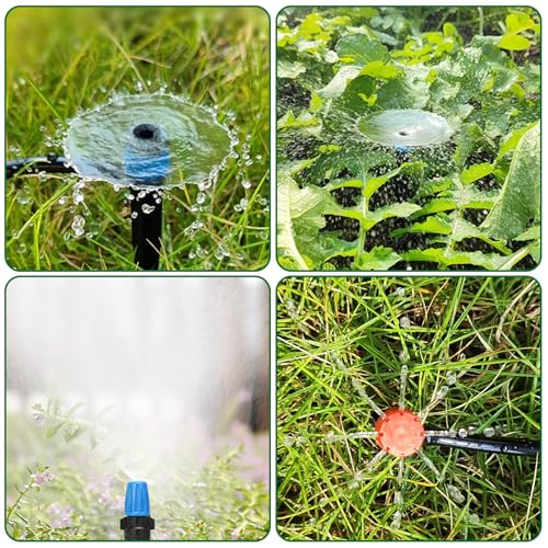 Drip Irrigation Kit, Flantor 190FT Greenhouse Drip Irrigation System Adjustable Garden Watering System with 1/2" & 1/4" Irrigation Tubing, Patio Misting Plant Watering System for Garden and Lawn - size: 190ft