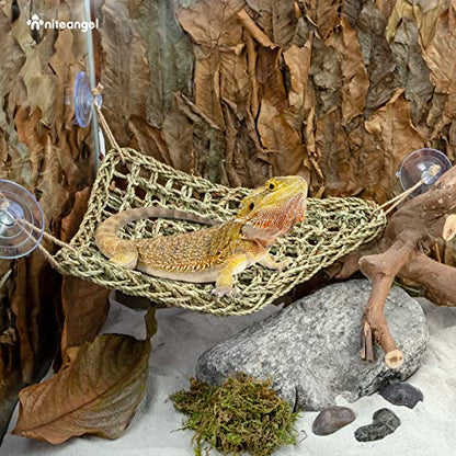 Niteangel Bearded Dragon Seagrass Hammock: Triangle 17'' x 12.5'' | Add More Climbing Space & Entertainment - Reptile Lounger for Chameleon Lizards Gecko Snakes Lguana Reptiles Tortoise - size: Triangle 17'' x 12.5''