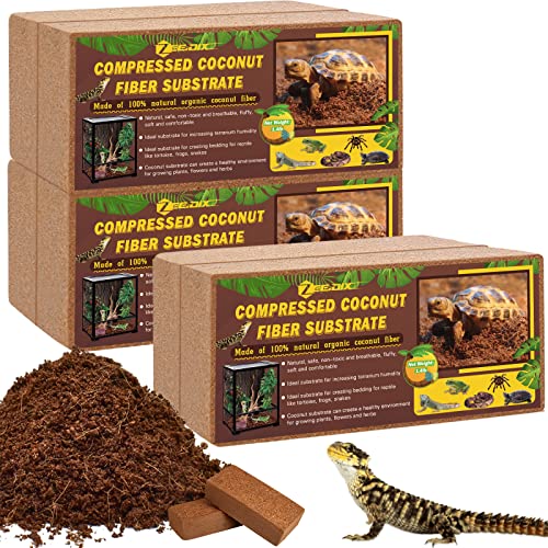6 Pack Coconut Fiber Substrate, Premium Coco Coir Reptile Substrate | 100% Coconut Husk Terrarium Bedding for Reptiles, Tortoise, Bearded Dragon, Gecko, Snake, Hermit Crabs, Frogs, Tarantula - color: 6pcs