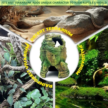 Bearded Dragon Reptile Hide Caves Khmer Buddha Ruins Décor Lizard Leopard Gecko Hideout Terrarium Tank Snake Amphibian Personalized Cambodia Decoration - style: KHMER BUDDHA RUIN