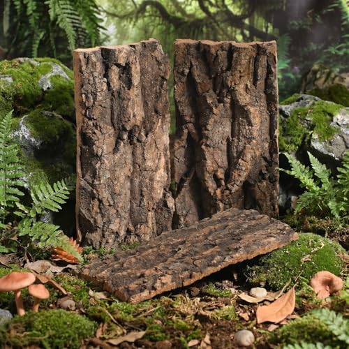 DOITOOL 3 Pcs Natural Cork Bark Aquarium Decor Reptile Tank Background Indoor Terrarium Decoration