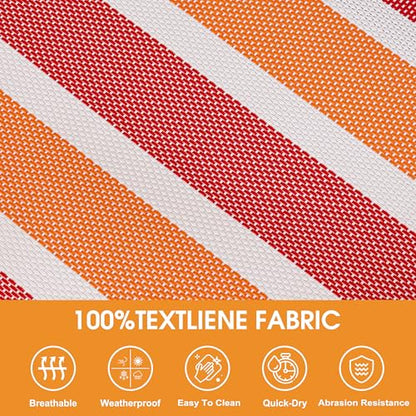 Lazy Daze Double Textliene Quick Dry Hammock with Spreader Bar for Outdoor | 11 Ft Hammock for 2 Person, Weather Resistant Fabric, 450 Lbs Capacity, Hammock Bed 78 x 55 In with Carabiners, Chains - color: Red Stripes