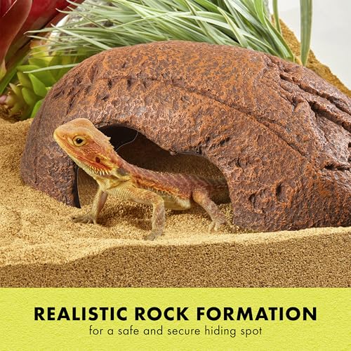 Zilla Rock Den, Naturalistic Rock Décor, Ideal Hideaway for Snakes, Skinks, Geckos, Bearded Dragons, Large - size: Large