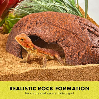 Zilla Rock Den, Naturalistic Rock Décor, Ideal Hideaway for Snakes, Skinks, Geckos, Bearded Dragons, Large - size: Large