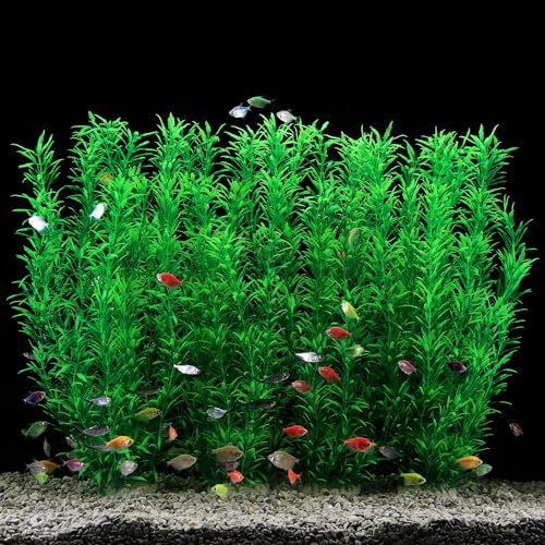 JIHAQUA 4 Pack Aquarium Decor Plastic Plants Extra Large 21 Inches | Tall Fish Tank Decorations,Green - color: Green 4pcs