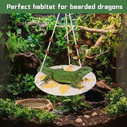 Reptile Hammock Large Bearded Dragon Bed Small Lizard Cage Habitat Tank Accessories Hanging Pet Platform Carrier for Lizard Cage Gecko Chameleon Birds Rats Gecko Lguana Reptiles Snakes