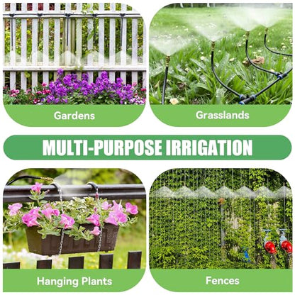 100FT Drip Irrigation Kit System for Garden 360° Adjustable Garden Sprinklers for Yard Watering System with 18 Nozzles Raised Bed Greenhouse Plant Watering Devices Misting System - size: 100FT + 18pcs nozzles and connectors