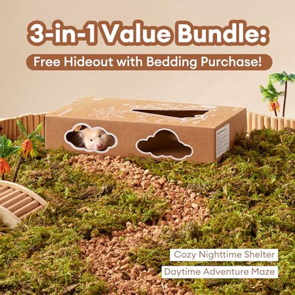 BUCATSTATE 5L Hamster Bedding, Natural Forest Moss Odor Control | Nature Hamsters Substrate Cage Accessories for Dwarf Syrian Hamsters, Mice, Gerbils (Dried Moss)
