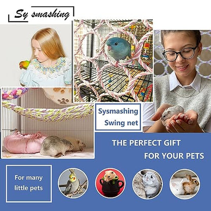 3 Pack Swing Hanging Toys,Bird Climbing Rope Net Ladders Small Medium Pet Activity Toy Suitable for Parakeet,Cockatiel,Cockatoo,Hamster,Rat,Ferret(Random Color) - color: Yellow