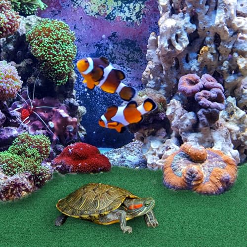 Abaodam Realistic Grass Mat for Turtle Basking Platform Durable Artificial Turf for Aquatic Terrariums Lightweight Lawn Carpet for Reptile Ramps and Fish Tanks, 39.3X19.6in