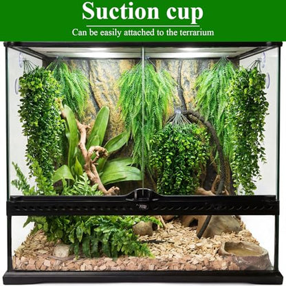 8 Pack Reptile Plants Terrarium Hanging Plant Vine Boston Climbing Terrarium Plant with Suction Cup for Bearded Dragons Lizard Crested Gecko Snake Crab Tank(Classic Series,Light Dark Green) - style: Classic Series