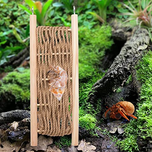 Hermit Crab Climbing Ladder Bridge - Natural Wood & Rope Reptile Climbing Toy, Small Animal Cage Accessory for Lizards, Chameleons, Hermit Crabs, Hamsters, Chinchillas & Guinea Pigs - color: A