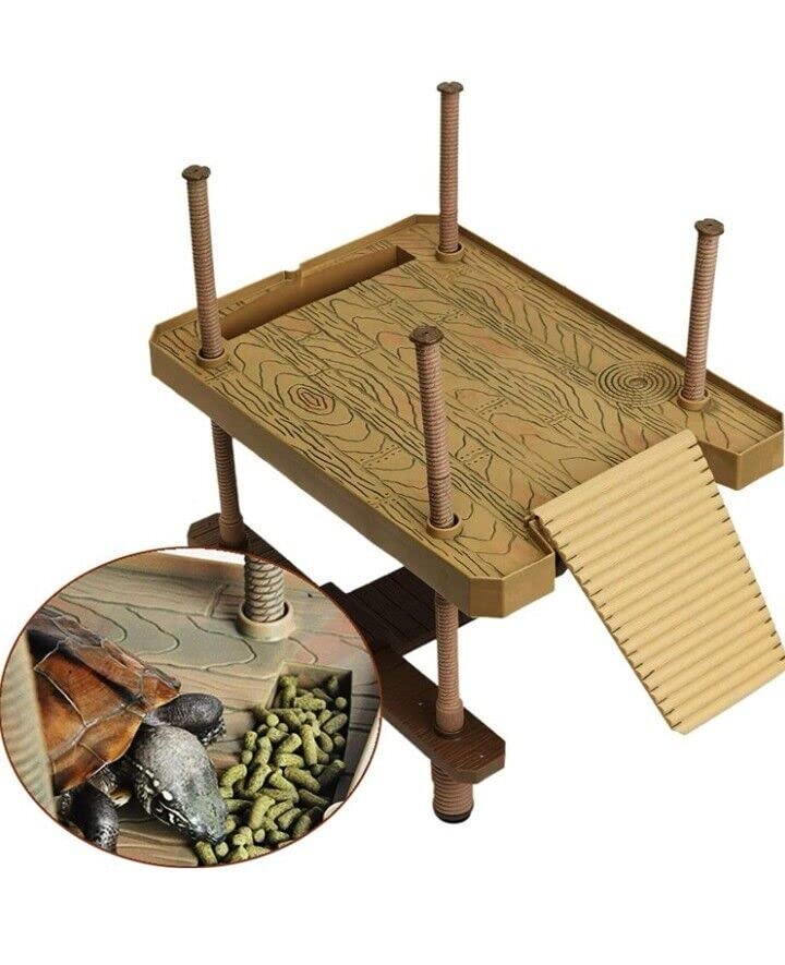 Turtle Pier Basking Platform Aquarium Fish Tank Reptile Floating Dock Pier Decor Decorative, Functional, and Naturally Inspired 16" Ramp Ladder Tank with Ramp Ladder for Aquariums Tank