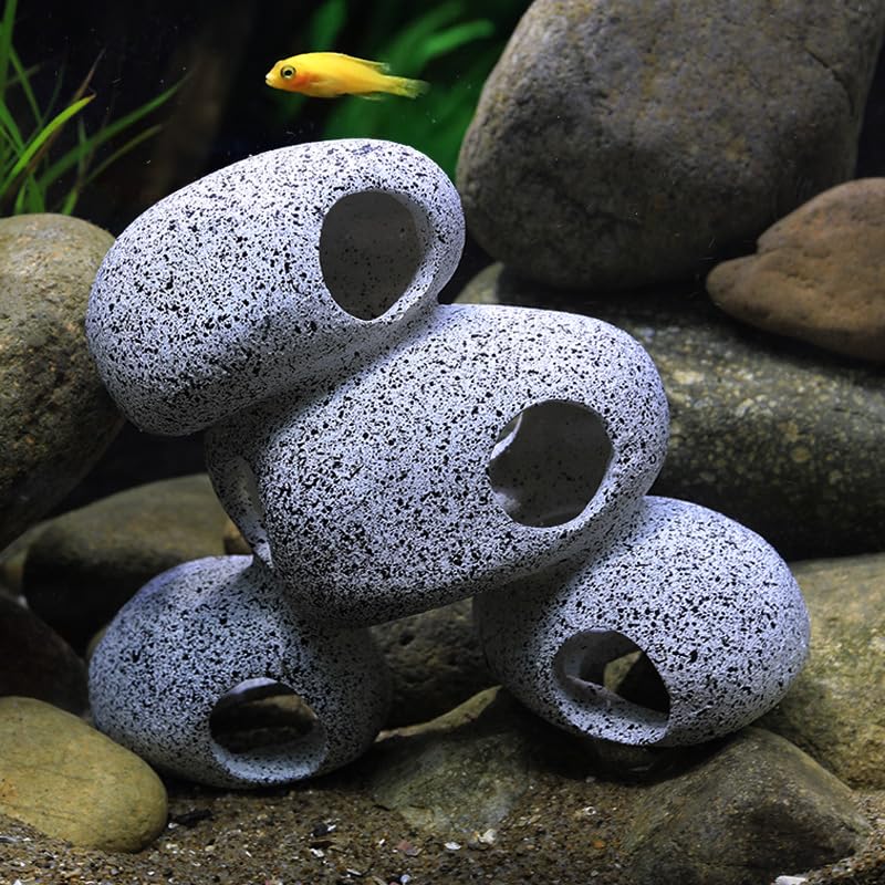 AWXZOM Aquarium Rock Decorations Resin Cichlids Rock with Artificial Moss Betta cave Betta Fish Tank Accessories Fish hides for Aquarium (Rock Cave)