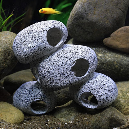 AWXZOM Aquarium Rock Decorations Resin Cichlids Rock with Artificial Moss Betta cave Betta Fish Tank Accessories Fish hides for Aquarium (Rock Cave)
